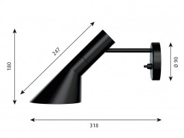 Mid-Century  modern scandinavian wall lamp AJ black by Arne Jacobsen for Louis Poulsen.