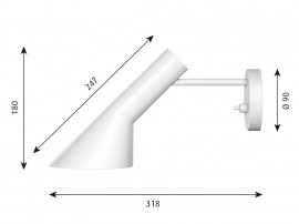 Mid-Century  modern scandinavian wall lamp AJ white by Arne Jacobsen for Louis Poulsen.