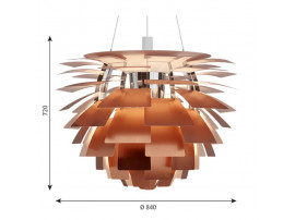 Mid-Century  modern scandinavian pendant lamp PH Artichoke copper, 4 sizes, by Poul Henningsen for Louis Poulsen