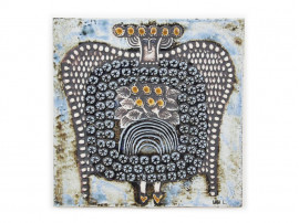 Lisa Larson wall plaque, Stoneware. Women in chair,  from the series UNIQUE