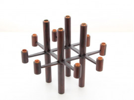 Mid century modern scandinavian folding candle holder in Rio rosewood