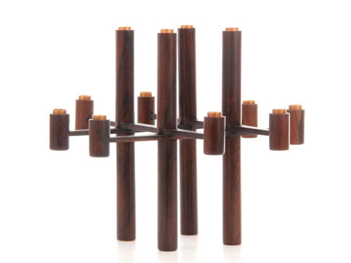 Mid century modern scandinavian folding candle holder in Rio rosewood