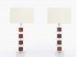 Mid century modern scandinavian pair of lamps in glass and Rio rosewood