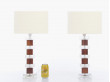 Mid century modern scandinavian pair of lamps in glass and Rio rosewood