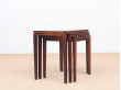 Mid-Century  modern scandinavian nesting tables in Rio rosewood and ceramic tales
