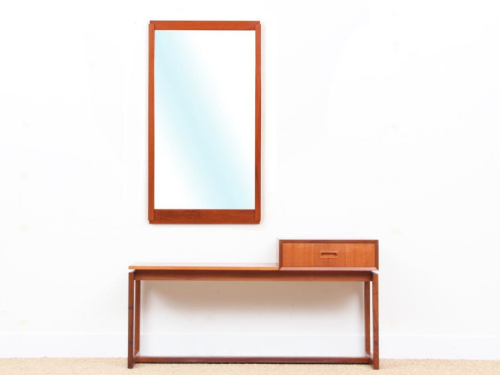 Ensemble d'entrée scandinave banc et miroir en teck