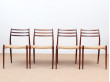 Mid-Century  modern scandinavian set of 4 Scandinavian rosewood chairs N° 78 by  Niels O. Møller