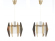 Paire de suspensions scandinaves en verre et laiton