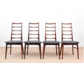 Mid-Century  modern scandinavian set of 4 rosewood chairs modele Lis  by Niels Koefoed