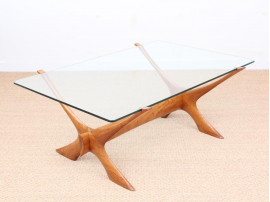 Mid-Century  modern scandinavian coffee table in glass by Illum Wikkelsø 