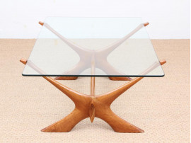 Mid-Century  modern scandinavian coffee table in glass by Illum Wikkelsø 