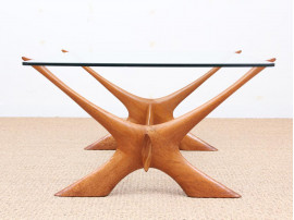 Mid-Century  modern scandinavian coffee table in glass by Illum Wikkelsø 