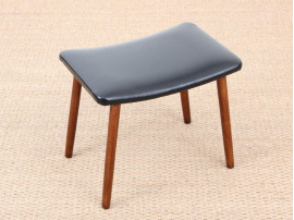 Repose pieds scandinave en hêtre et simili cuir
