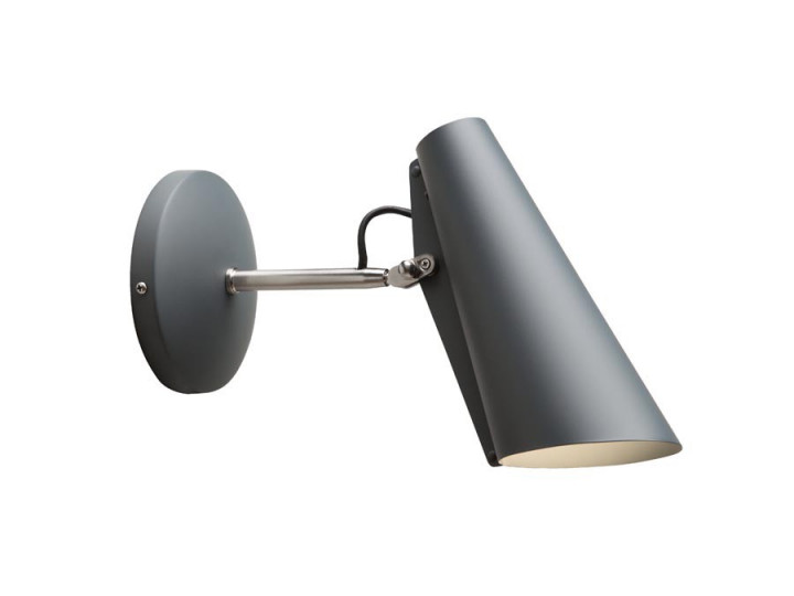 Mid-Century  modern wall  lamp S-30016 "Birdy" black short arm by Birger Dahl. New release.