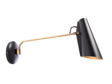 Mid-Century  modern wall  lamp S-30016 "Birdy" long arm black by Birger Dahl. New release.