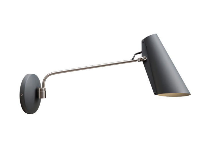 Mid-Century  modern wall  lamp S-30016 "Birdy" long arm black by Birger Dahl. New release.