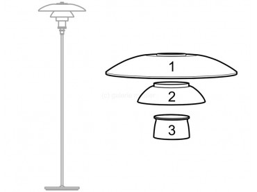 Pièces détachées pour lampadaire Louis Poulsen modèle PH 3 1⁄2-2 1⁄2