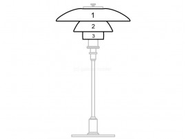 Pièces détachées pour lampe de table Louis Poulsen modèle PH 3/2