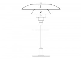 Pièces détachées pour lampe de table Louis Poulsen modèle PH 3 1⁄2-2 1⁄2 Verre