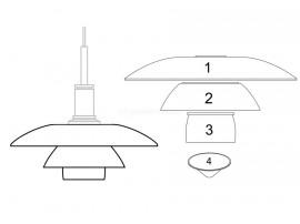 Pièces détachées pour suspension Louis Poulsen modèle PH 4 1⁄2-4 verre