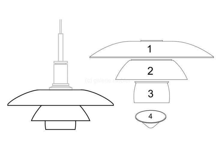 Pièces détachées pour suspension Louis Poulsen modèle PH 4 1⁄2-4 verre