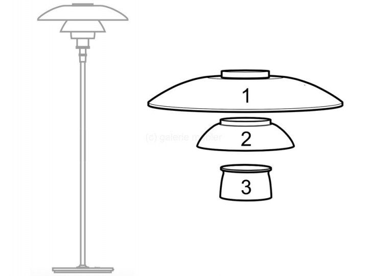 Spare parts for Louis Poulsen floor lamp PH 4 1⁄2-3 1⁄2 Verre