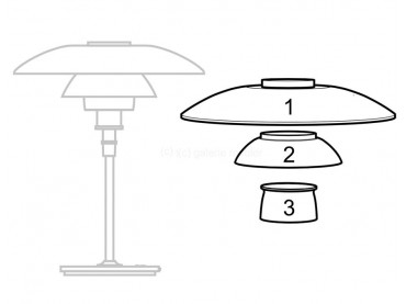 Pièces détachées pour lampe de table Louis Poulsen modèle PH 4 1⁄2-3 1⁄2 Verre