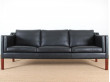 Danish 3,5 seater leather sofa, designed by Børge Mogensen (10 colors)
