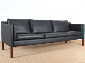 Danish 3,5 seater leather sofa, designed by Børge Mogensen (10 colors)