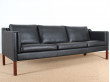 Danish 3,5 seater leather sofa, designed by Børge Mogensen (10 colors)