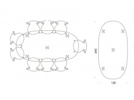 Mid-Century modern scandinavian dining table Super Elliptic B614 by Bruno Mathsson 8/10 seats