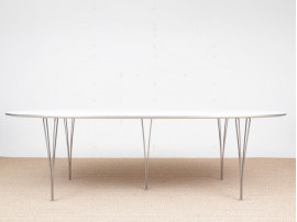 Mid-Century modern scandinavian dining table Super Elliptic B614 by Bruno Mathsson 8/10 seats