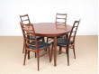 Mid-Century modern scandinavian round dining table in Rio rosewood 6/10 seats