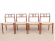 Suite de 4 chaises scandinaves en teck et corde, modèle 79. 