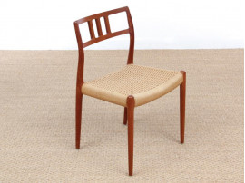 Suite de 4 chaises scandinaves en teck et corde, modèle 79. 