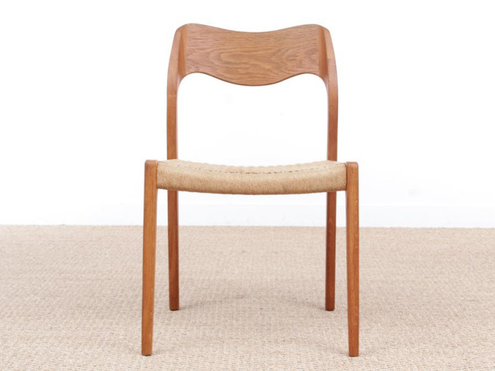 Paire de chaises scandinave en chêne et corde, modèle 71. 