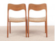 Mid-Century Modern danish pair of chairs in oak model 71 by Niels O. Møller