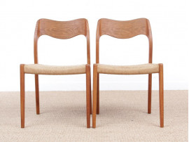 Paire de chaises scandinave en chêne et corde, modèle 71. 