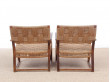 Mid-Century Modern pair of arm chairs  with woven sea grass.