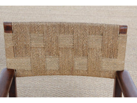 Mid-Century Modern pair of arm chairs  with woven sea grass.