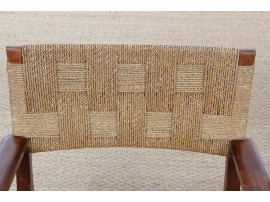 Mid-Century Modern pair of arm chairs  with woven sea grass.