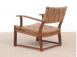 Mid-Century Modern pair of arm chairs  with woven sea grass.