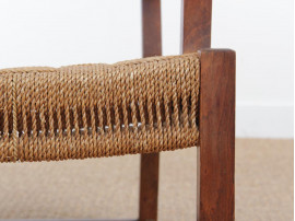 Mid-Century Modern pair of arm chairs  with woven sea grass.