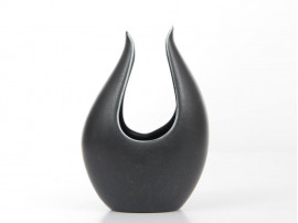 Rorstrand Short Black Caolina Vase by Gunnar Nylund