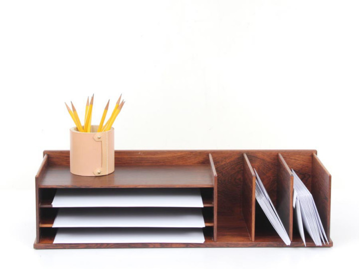 Mid century modern Desk Top Organizer in Rio rosewood