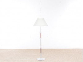 Lampadaire scandinave en palissandre de Rio et aluminium.