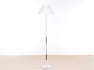 Lampadaire scandinave en palissandre de Rio et aluminium.