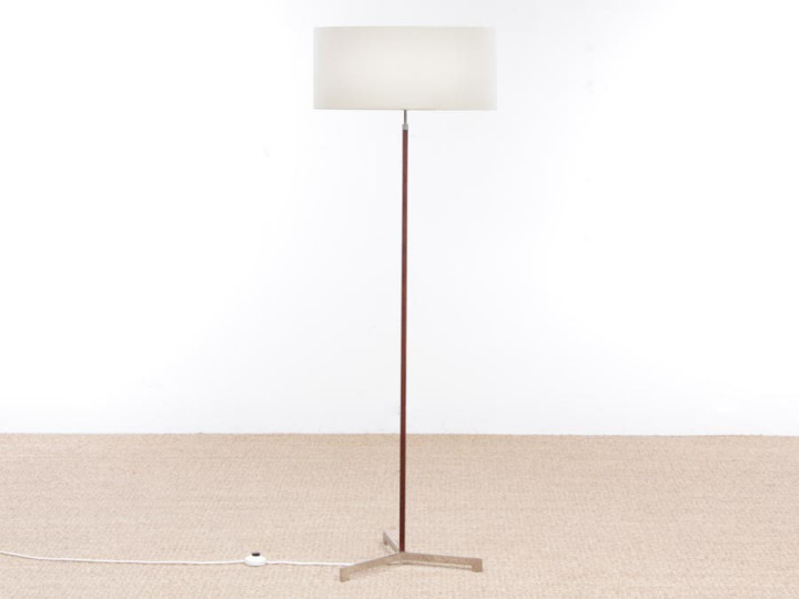 Lampadaire scandinave en teck et acier