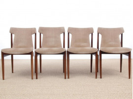 Mid-century Modern set of 4 IK dining chairs in Rio rosewood by Inger Klingenberg