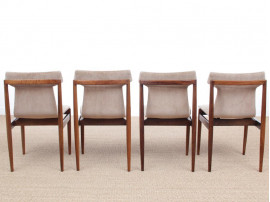 Mid-century Modern set of 4 IK dining chairs in Rio rosewood by Inger Klingenberg